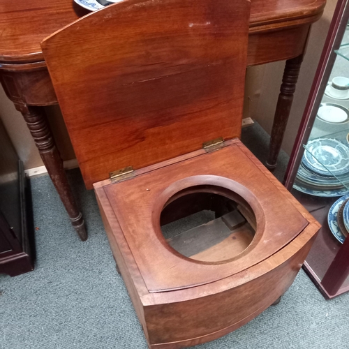 62 - Victorian Burr Walnut Commode Stool