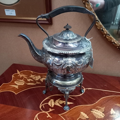 85 - Edwardian Silver Plated Spirit Kettle on Stand