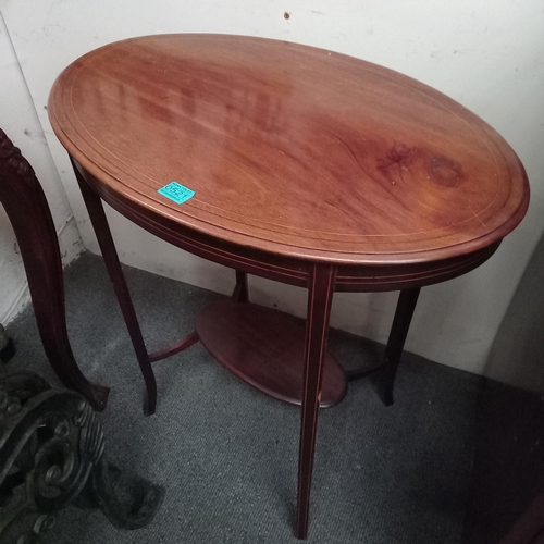 521 - Edwardian Inlaid Mahogany Oval Lamp Table