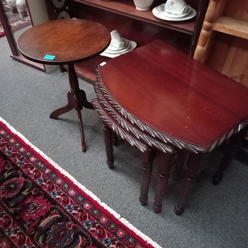 537 - Nest of 3 Vintage Mahogany Occasional Tables and a similar Wine Table