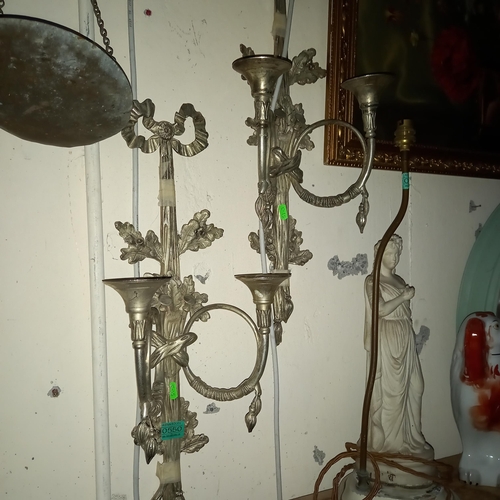 550 - Good Pair of Heavy Metal Wall Sconces