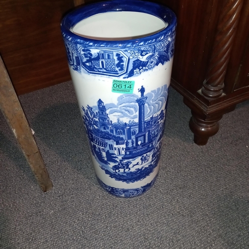 614 - Oriental Blue and White Porcelain Stick Stand