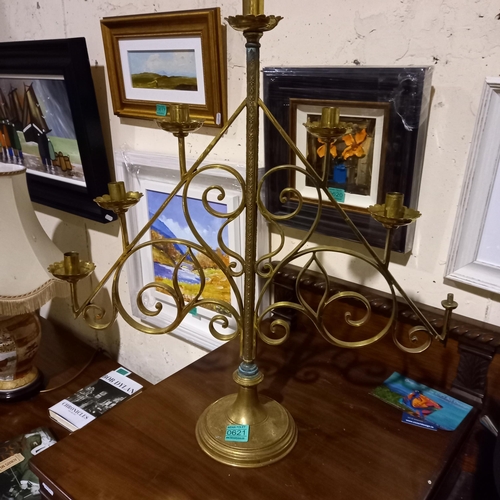 621 - Good Pair of Gothic Brass Candelabra