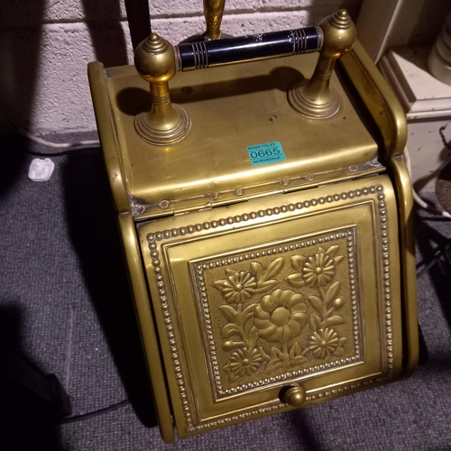 665 - Edwardian Brass Coal Box - needs some repair