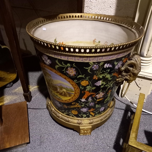 668 - Large Impressive Pair of Porcelain and Gilt Metal Jardineres, decorated on the inside (49cm H x 50cm... 