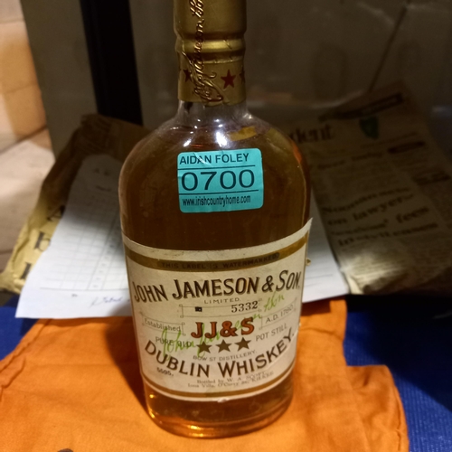 700 - Bottle of John Jameson Irish Whiskey, bottled by Scotts of Kilkee