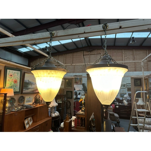 407 - Impressive Pair of decorative Metal and Glass Light  - 60 cm high x 40 cm wide