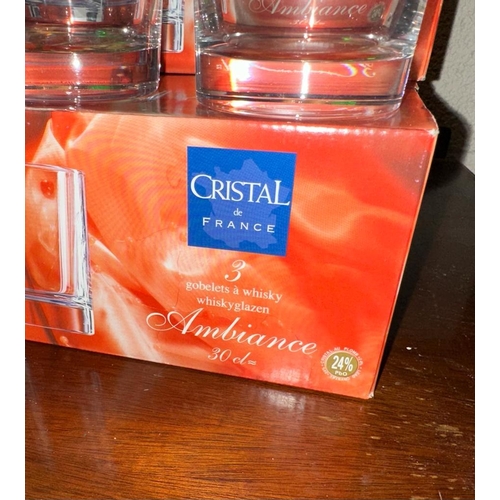 455 - 12 Cristal De France Crystal Whiskey Glasses 30 cl