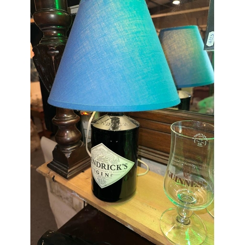 456 - 2 x Hendrick Drink Bottle Lamps with matching shades