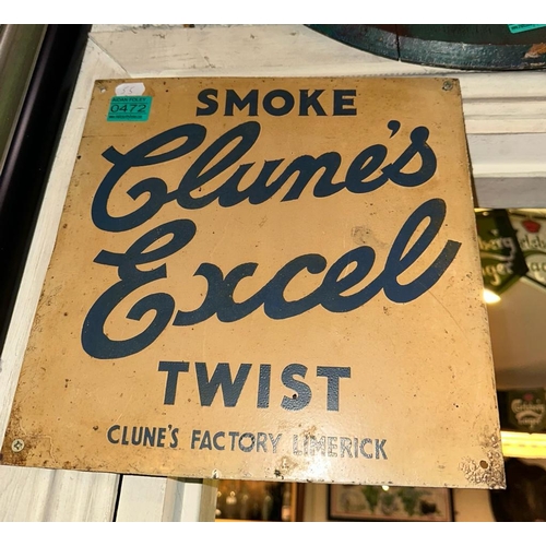 472 - Original Smoke Clunes Excel Twist - Clunes Factory Limerick Enamel Sign