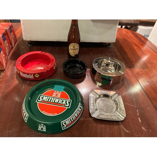 906 - Collection of 5 Ashtrays - Smithwicks, Wills Gold Flake, Heineken, Winfield, Franzifkan and a Vintag... 