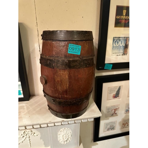 913 - Antique Coopered Oak Ironbound Sherry Barrell