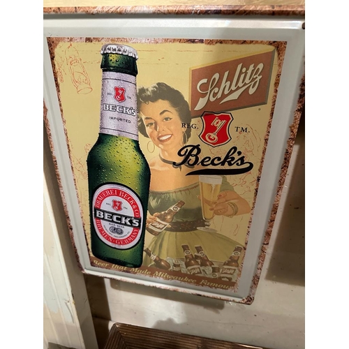 914 - 3 Beer Advertising Tin Signs - 2 Heineken and 1 Becks