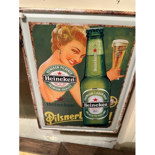 914 - 3 Beer Advertising Tin Signs - 2 Heineken and 1 Becks