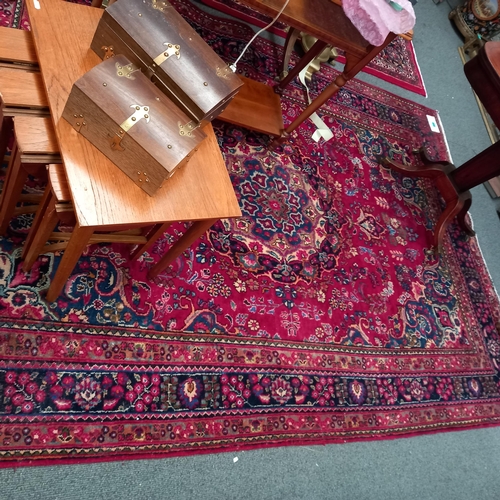 729 - Vintage Handwoven Red Ground Mashad Carpet, Some Wear  -286cm x 200cm