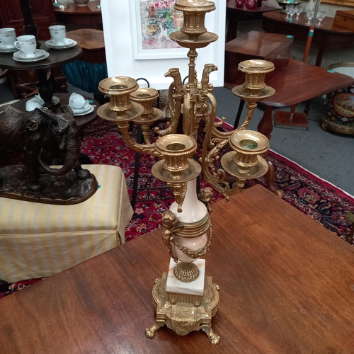 732 - Good Brass and Onyx Candelabra - 60cm tall