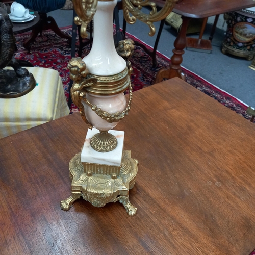 732 - Good Brass and Onyx Candelabra - 60cm tall