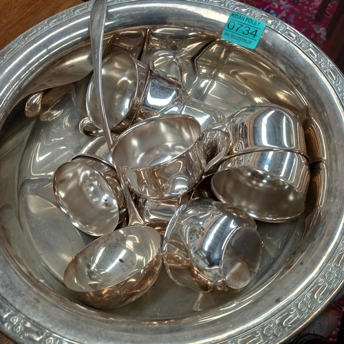 734 - Silver Plated Punch Bowls with cups & Ladel