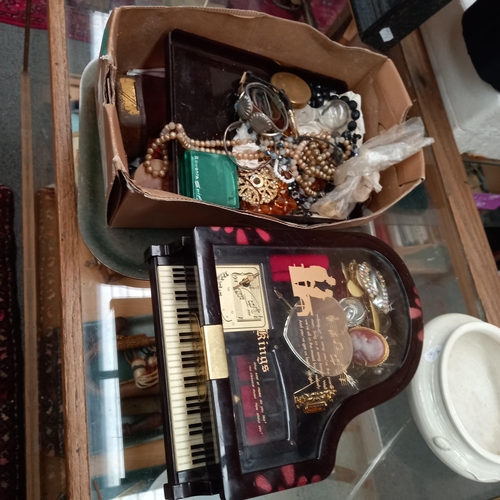 760 - Mixed Lot of Costume Jewellery and a Piano Jewellery Box