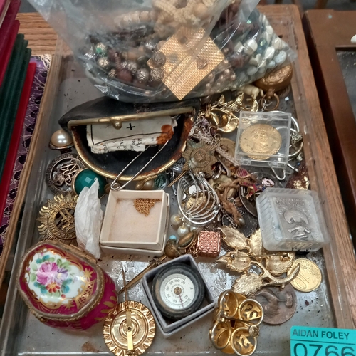 766 - Mixed Lot of Jewellery, Coins and a Ceramic Pill Box