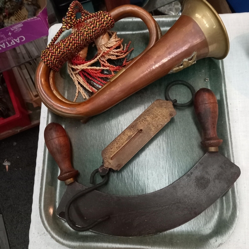 774 - Victorian Tobacco Cutter, Bugle & a Salter Scales