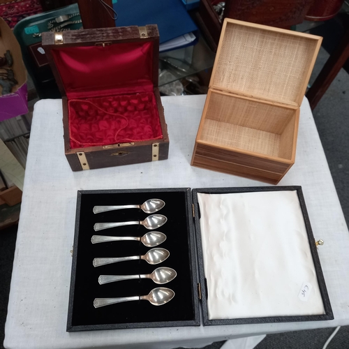 787 - Cased Set of 6 Spoons, Jewellery Box and Bamboo Green Box