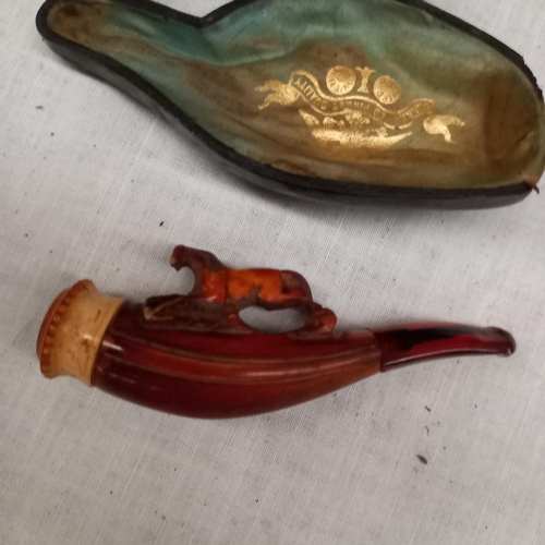 797 - Merschum Pipe Holder with Horse Figural mount in Original case