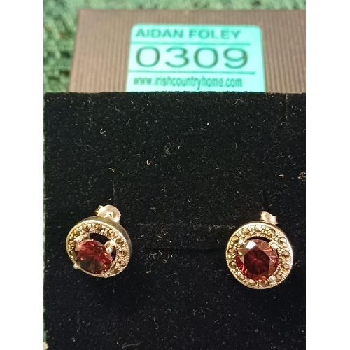 309 - Pair of Silver Garnet Marcasite Earrings