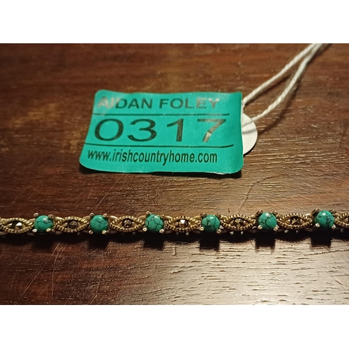 317 - Silver Turquoise/Marcasite Bracelet