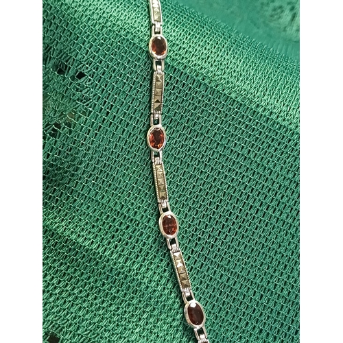 322 - Silver Marcasite/Garnet Bracelet