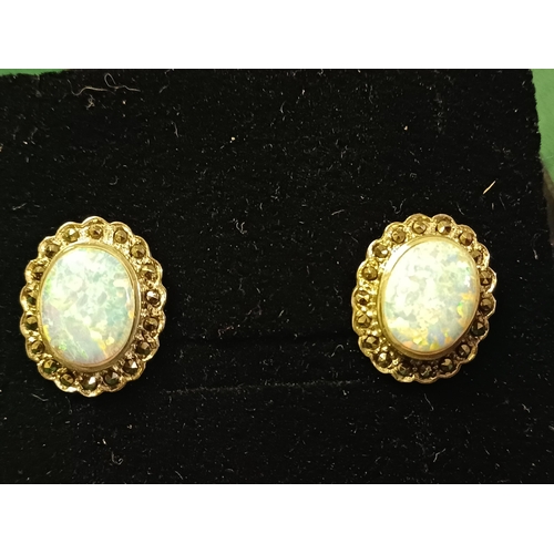 323 - Pair of Silver Opal/Marcasite Earrings