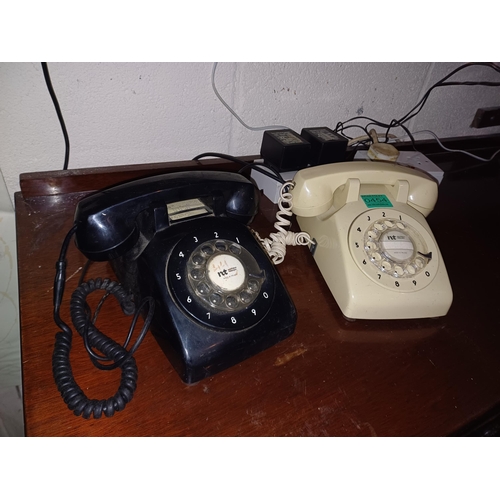 454 - Pair of Vintage Telephones - One White one Black