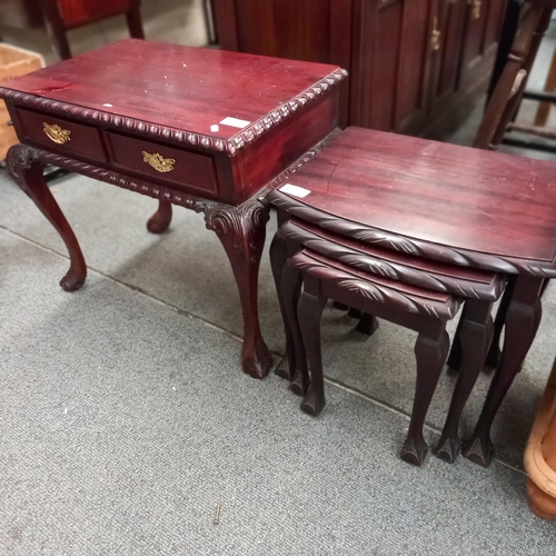 1030 - Mahogany Nest of 3 Tables and a 2 Drawer Lamp Table