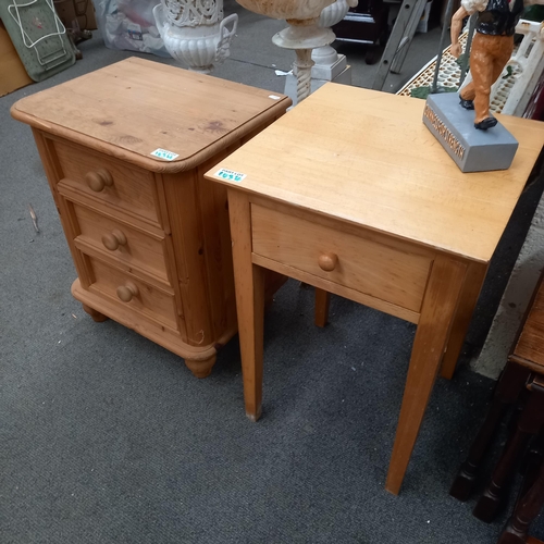 1034 - Pine 3 Drawer Chest and a Maple One Drawer Lamp Table