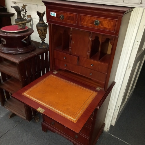 1035 - Vintage Inlaid Mahogany Secretaire Cabinet - neat size