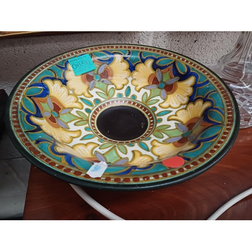 656 - Spanish Porcelain Fruit Bowl with handpainted Floral Decoration