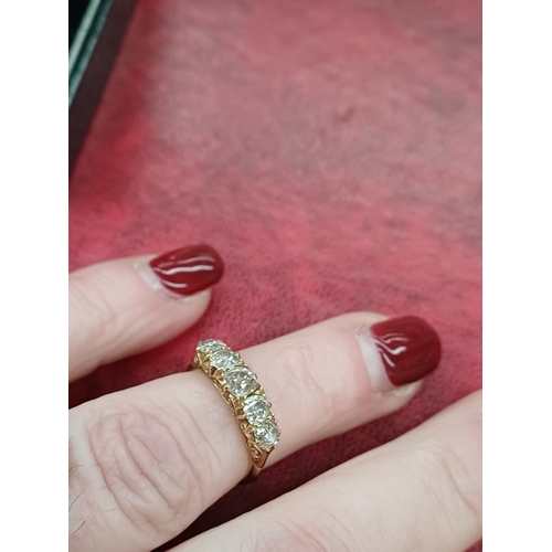 702 - 19th Century 5 Stone Diamond Ring on rolled Gold Band (Size K)