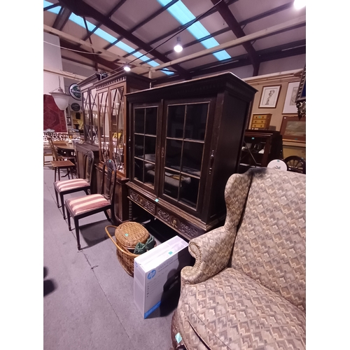 344 - 19th Century Carved Oak Cabinet Bookcase