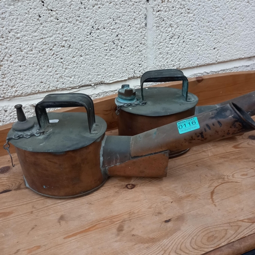 116 - Pair of Antique Copper Burners (possibly for smoking bee hives) - 46cm Long