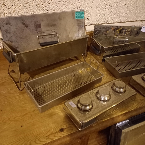 99 - Three Stainless Steel Military Camping Cookers (missing some legs)