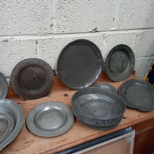 120 - Collection of Pewter Plates etc (12)