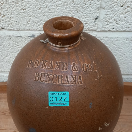 127 - Large Stoneware Whiskey Crock 