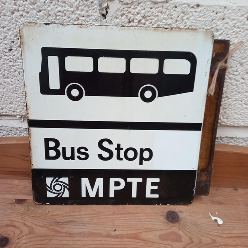 153 - MPTE Enamel Bus Stop Sign - Double Sided (33cm x 32cm)