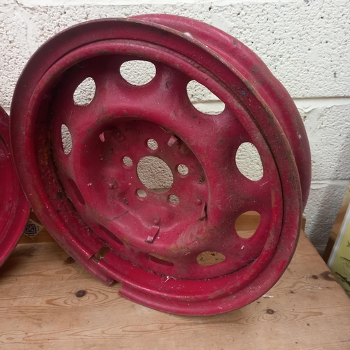 187 - Two Vintage Iron Wheels (56cm Diameter)