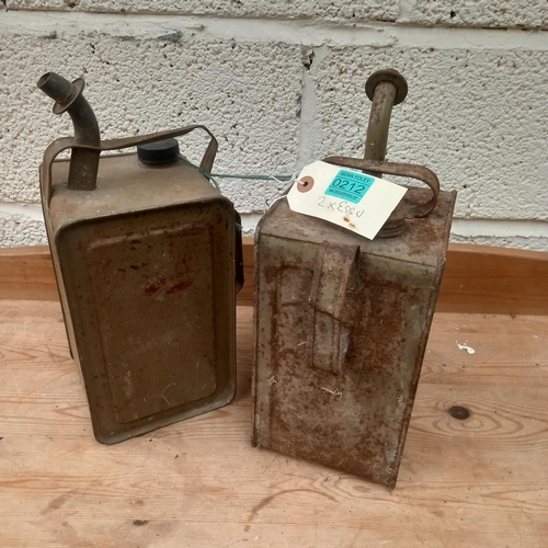 212 - Two old Esso Parrafin 1 Gallon Pouring Cans