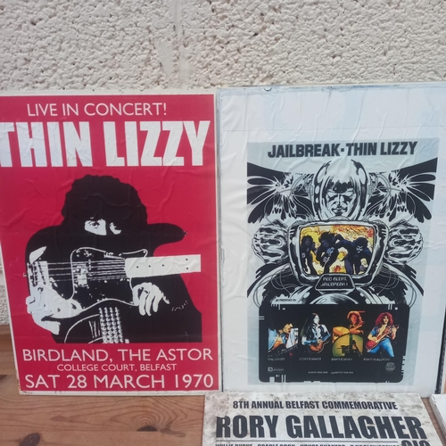 230 - Six Music Posters - Rory Gallagher, Thin Lizzy and 2 others