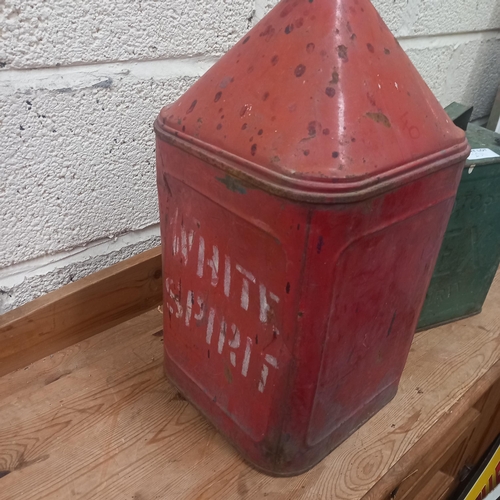 231 - Old 5 Gallon Motor Spirit Pyramid Oil Can and a Motor Mex Oil Can