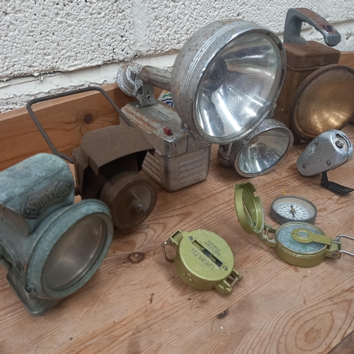 274 - Interesting lot of old Lamps (7) and Compasses (3)