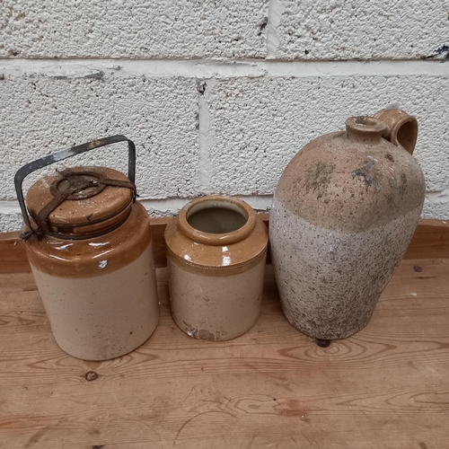 67 - Three old Stoneware Crocks (Tallest 34cm)