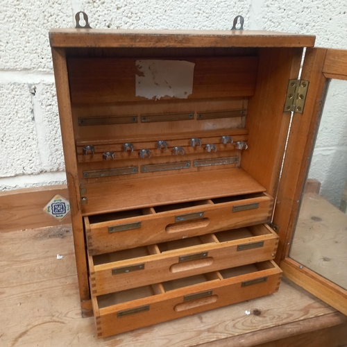 389 - Vintage Mahogany Wall Cabinet with Glazed Door and Fitted Interior (45cm x 36cm x 14cm)